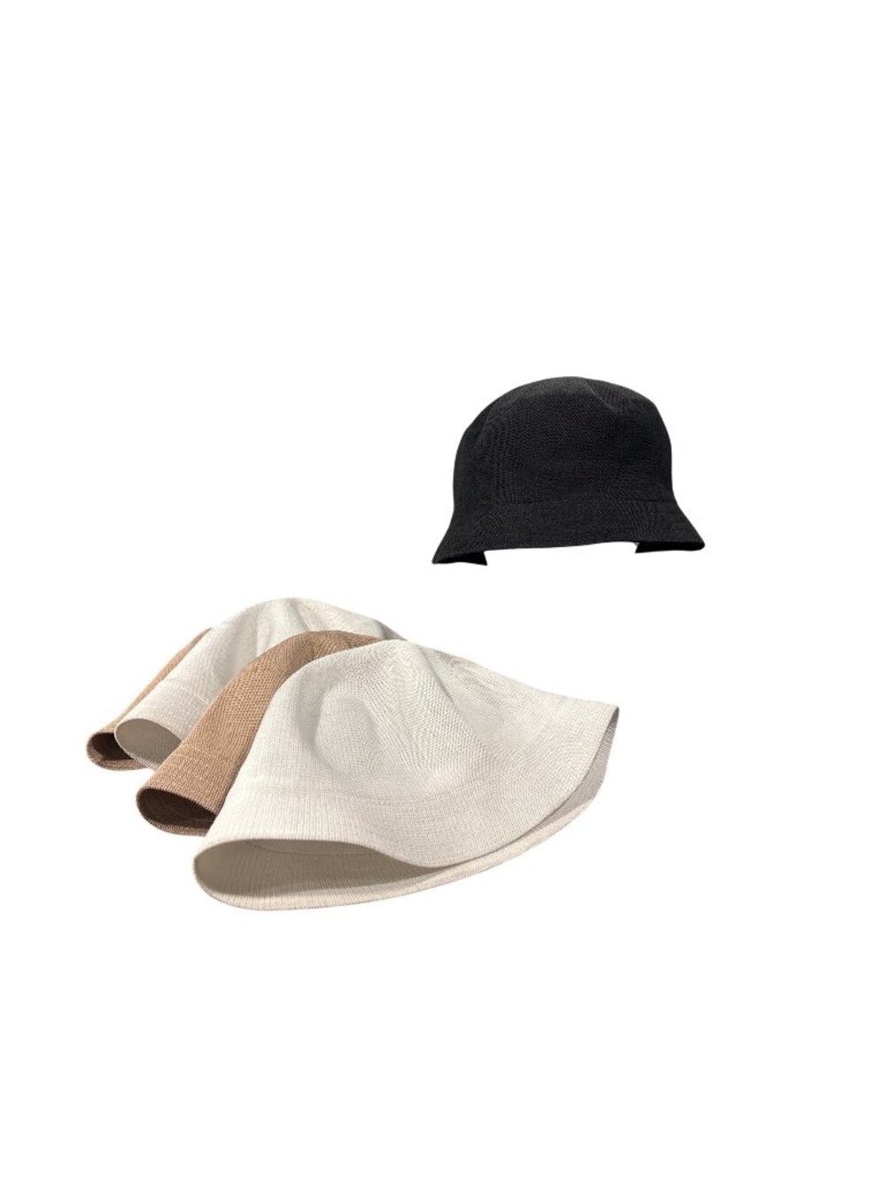 Lot of 3 Mens Polyester Bucket Hat Large Beige Black White Casual Lightweight